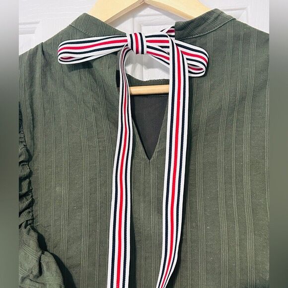 English Factory Nordstrom Olive Green Ruffle Shirt Dress XS - Picture 5 of 8